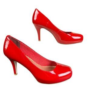 Madden Girl Getta Patent Pumps Women Size 8 1/2 Red Stiletto Classic Glam Heels